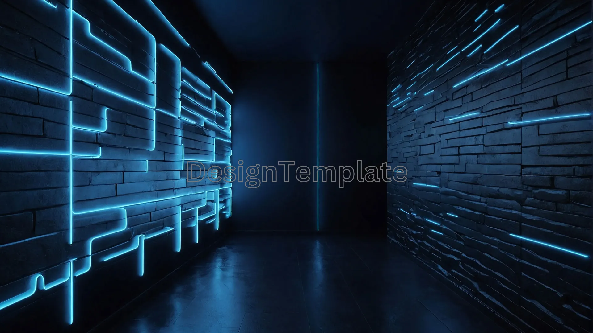 Minimal Black Passage Neon Lights Background